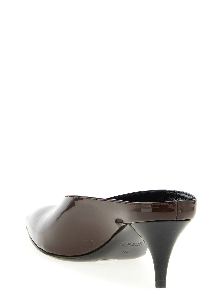 Gucci Bordeaux Patent Leather Pumps With Pointed Toe Heel