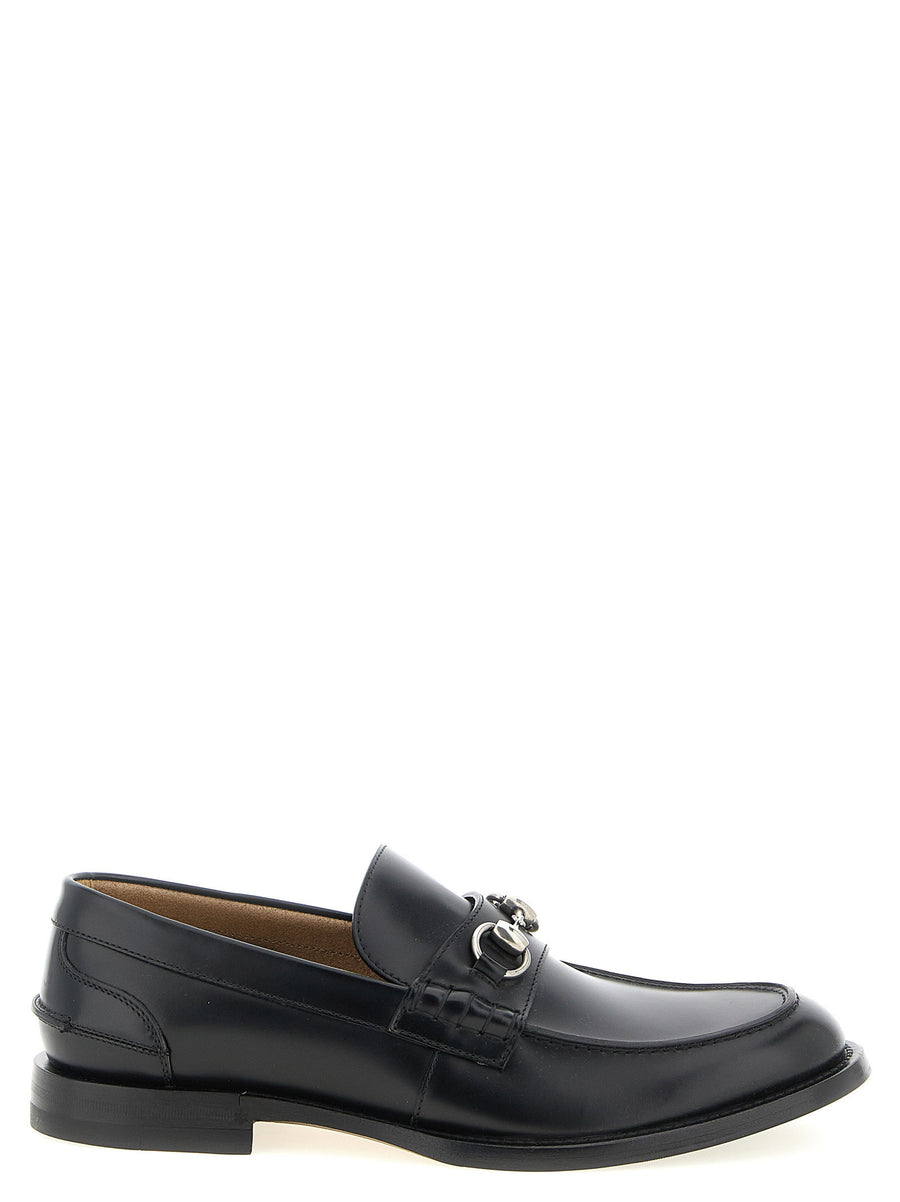 Gucci Morsetto Loafers Black Calfskin Leather Moccasins For Men