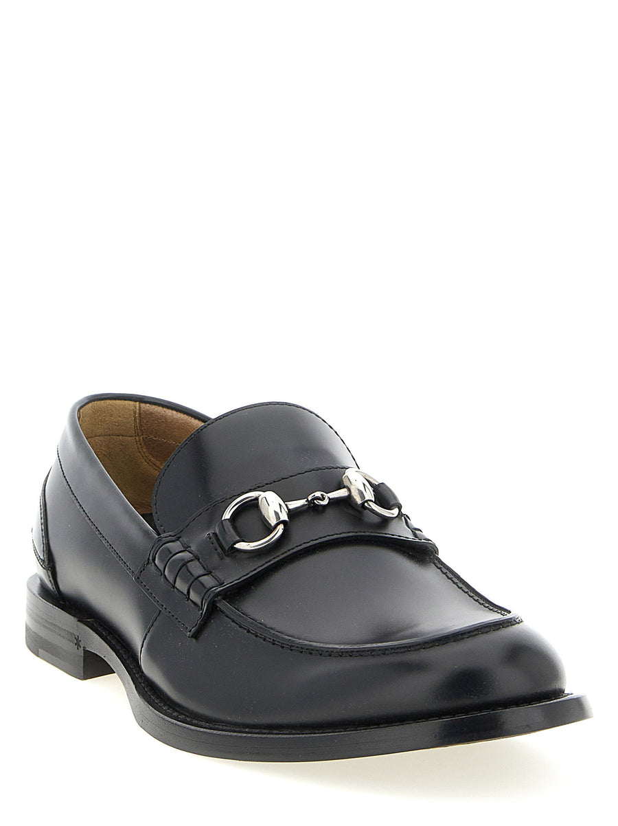Gucci Morsetto Loafers Black Calfskin Leather Moccasins For Men