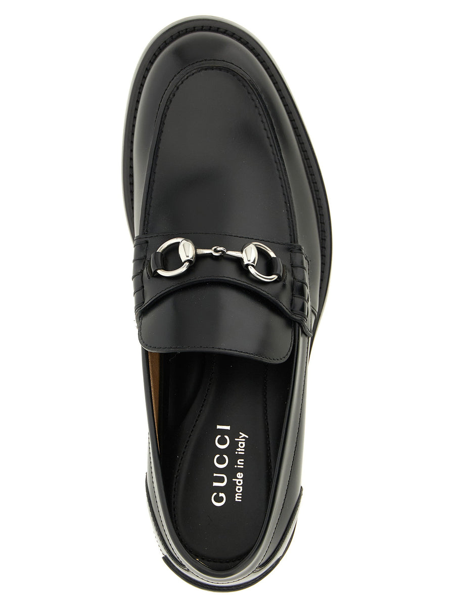 Gucci Morsetto Loafers Black Calfskin Leather Moccasins For Men