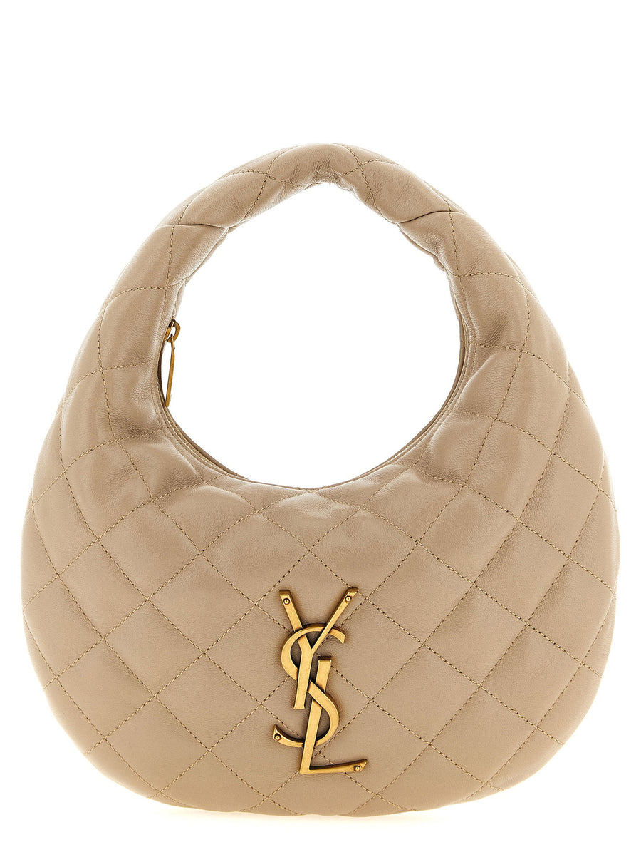 Saint Laurent Icarino Baby Handbag Beige Lamb Leather Quilted Top Zip Signature For Women