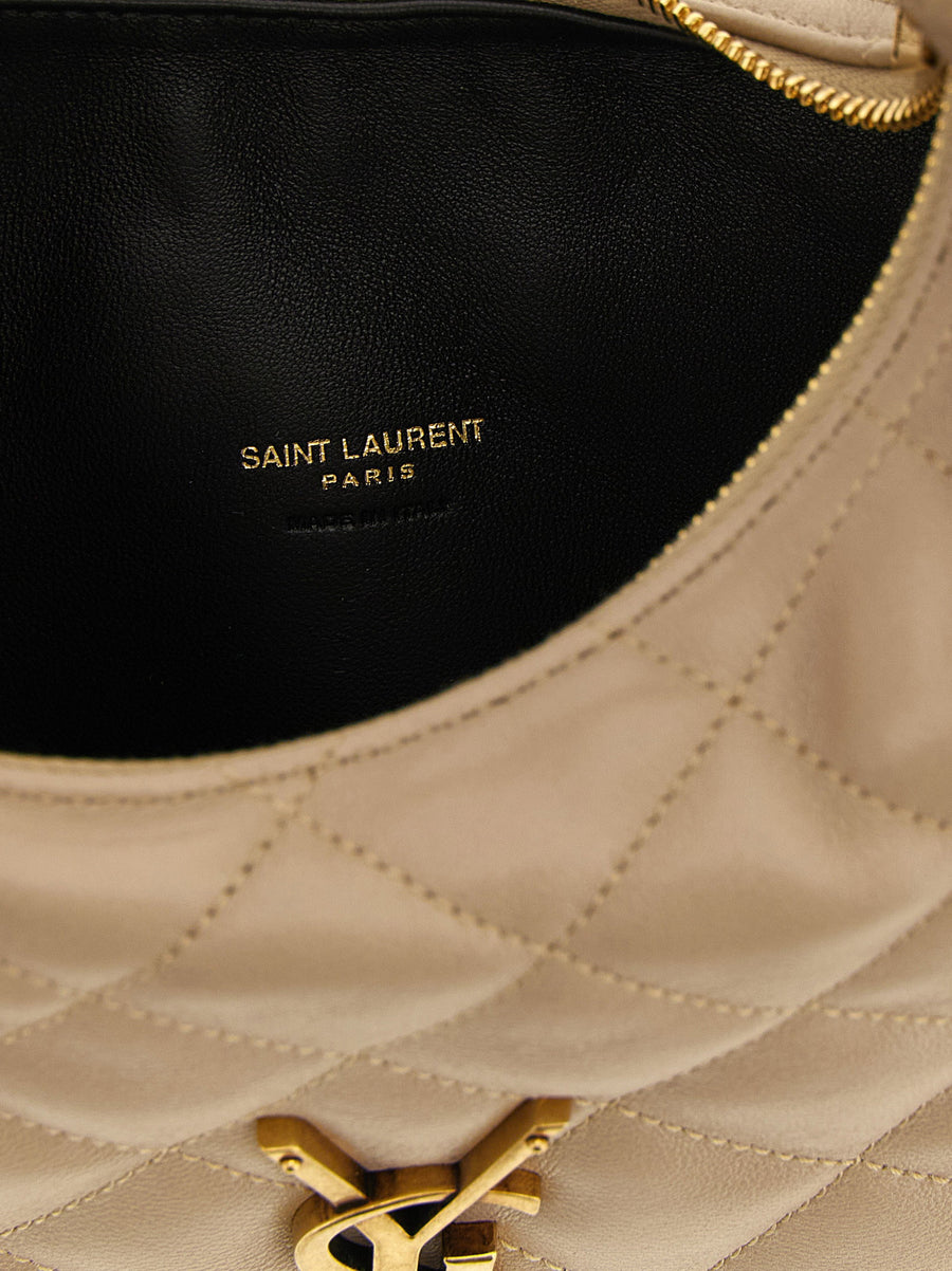 Saint Laurent Icarino Baby Handbag Beige Lamb Leather Quilted Top Zip Signature For Women