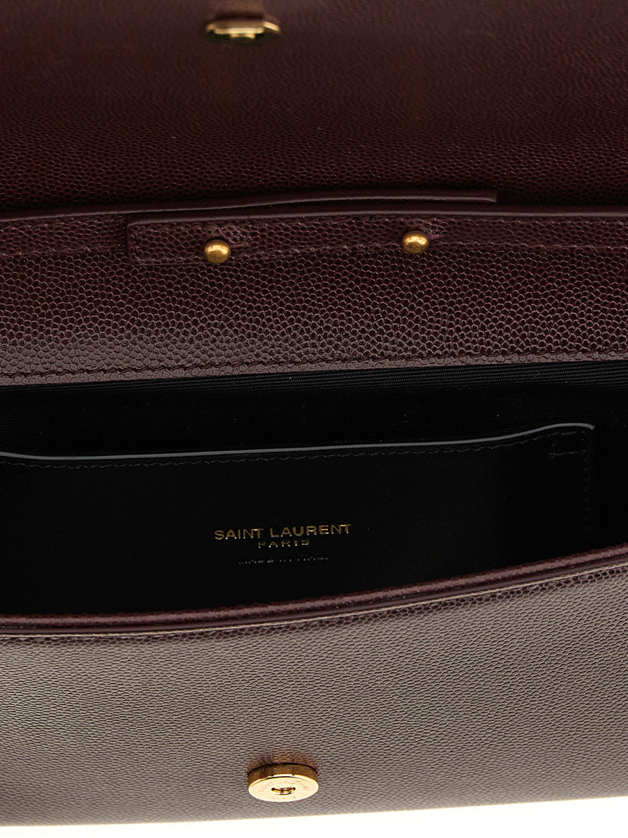 Saint Laurent Kate Clutch For Women Bordeaux Grain De Poudre Calfskin Magnetic Flap Removable Chain