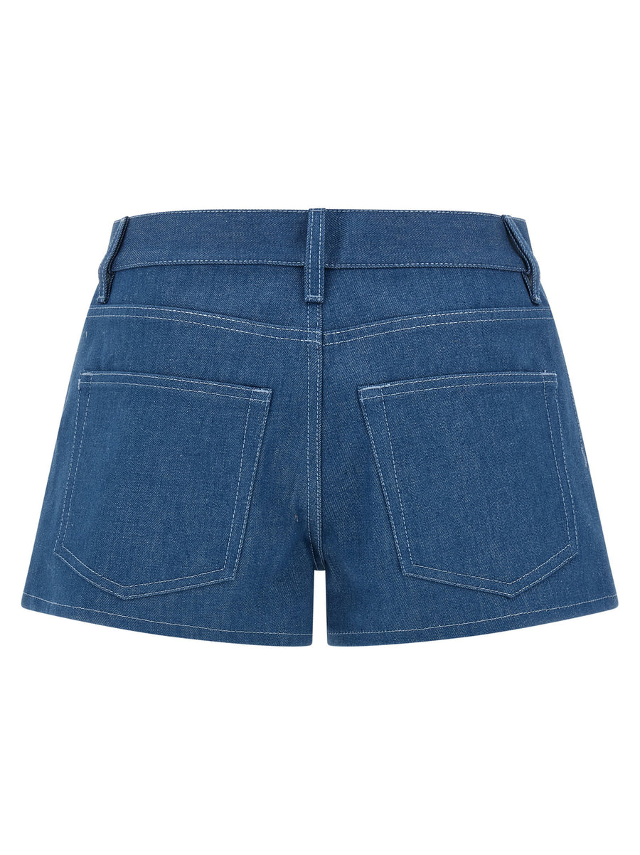 Gucci Morsetto Denim Shorts Blue 100 Percent Cotton With Metal Details For Women