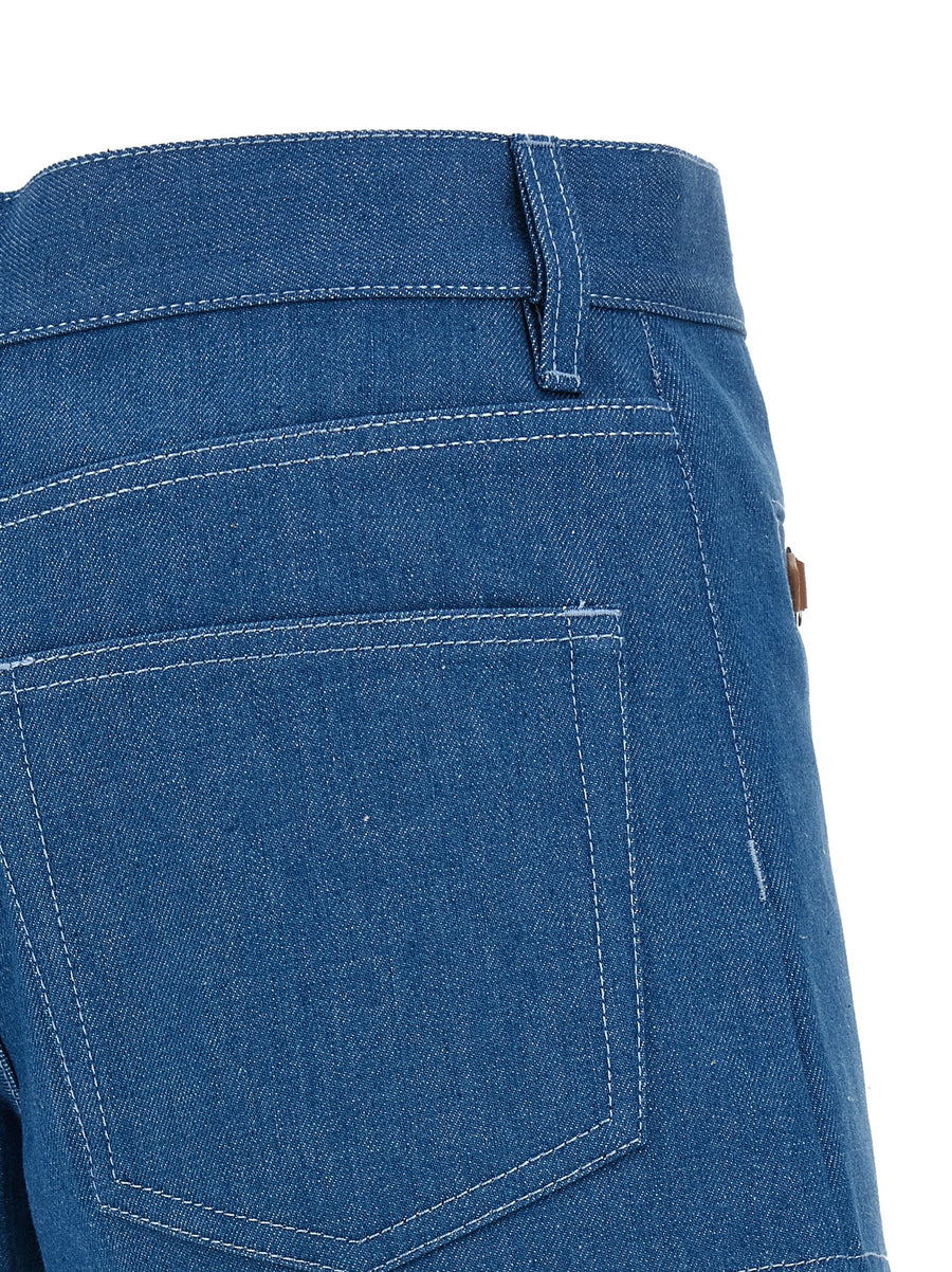Gucci Morsetto Denim Shorts Blue 100 Percent Cotton With Metal Details For Women