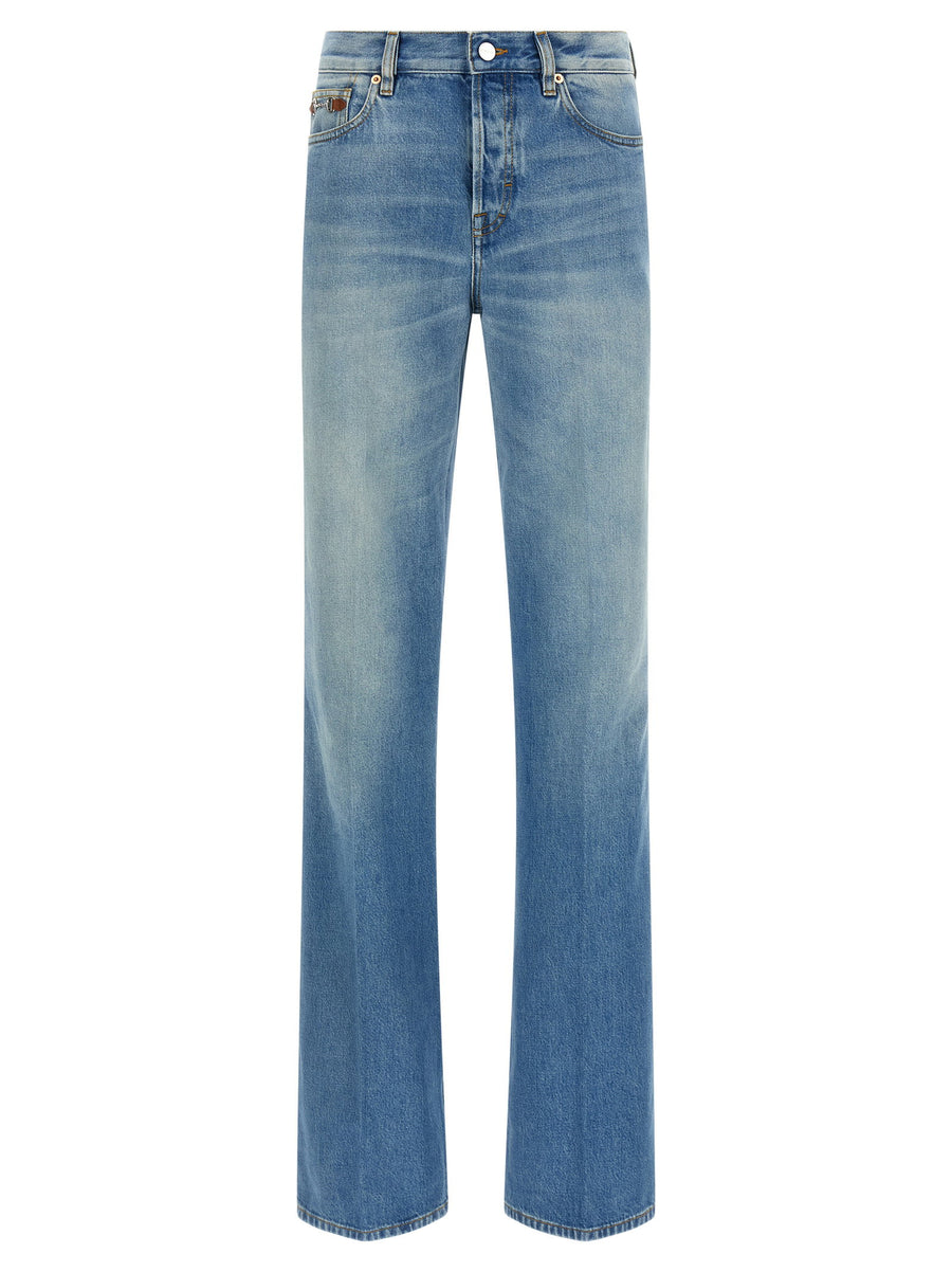 Gucci Flared Leg Jeans Light Blue Denim 100 Percent Cotton Stonewashed