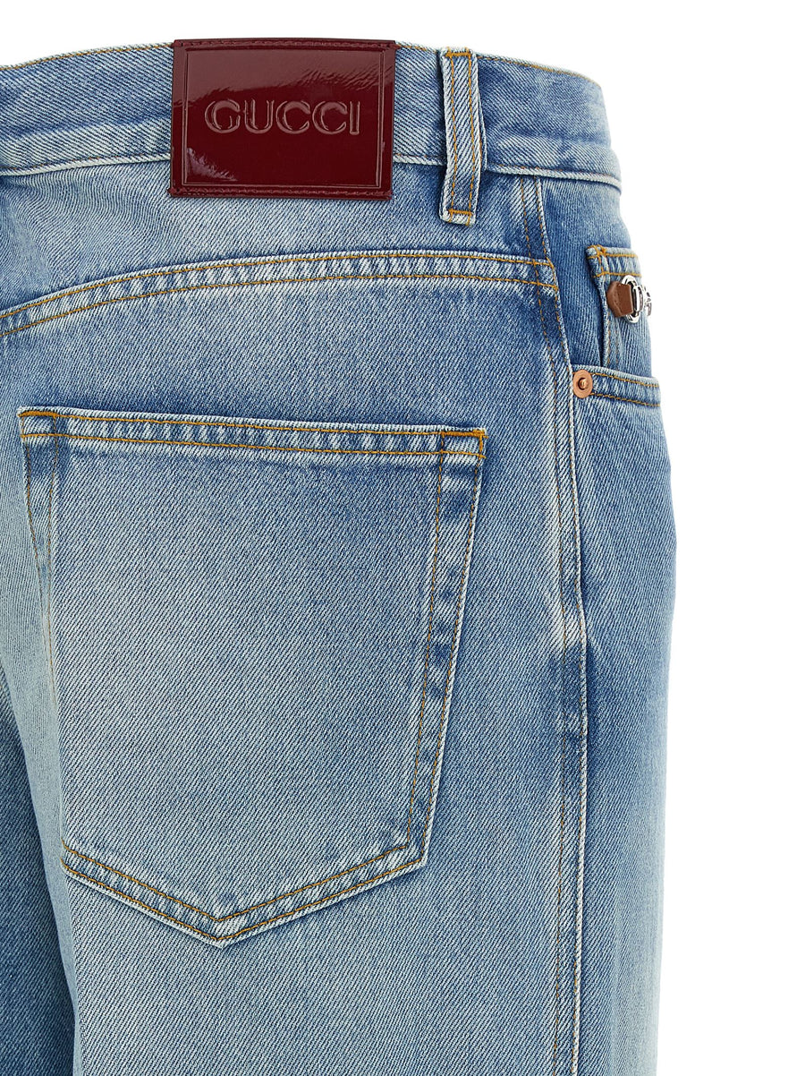 Gucci Flared Leg Jeans Light Blue Denim 100 Percent Cotton Stonewashed