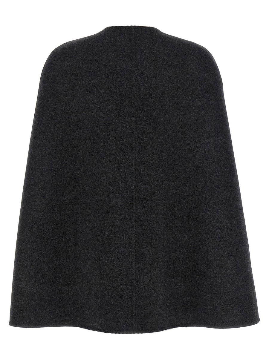 Gucci Morsetto Gray Wool Silk Cape Interlocking Closure