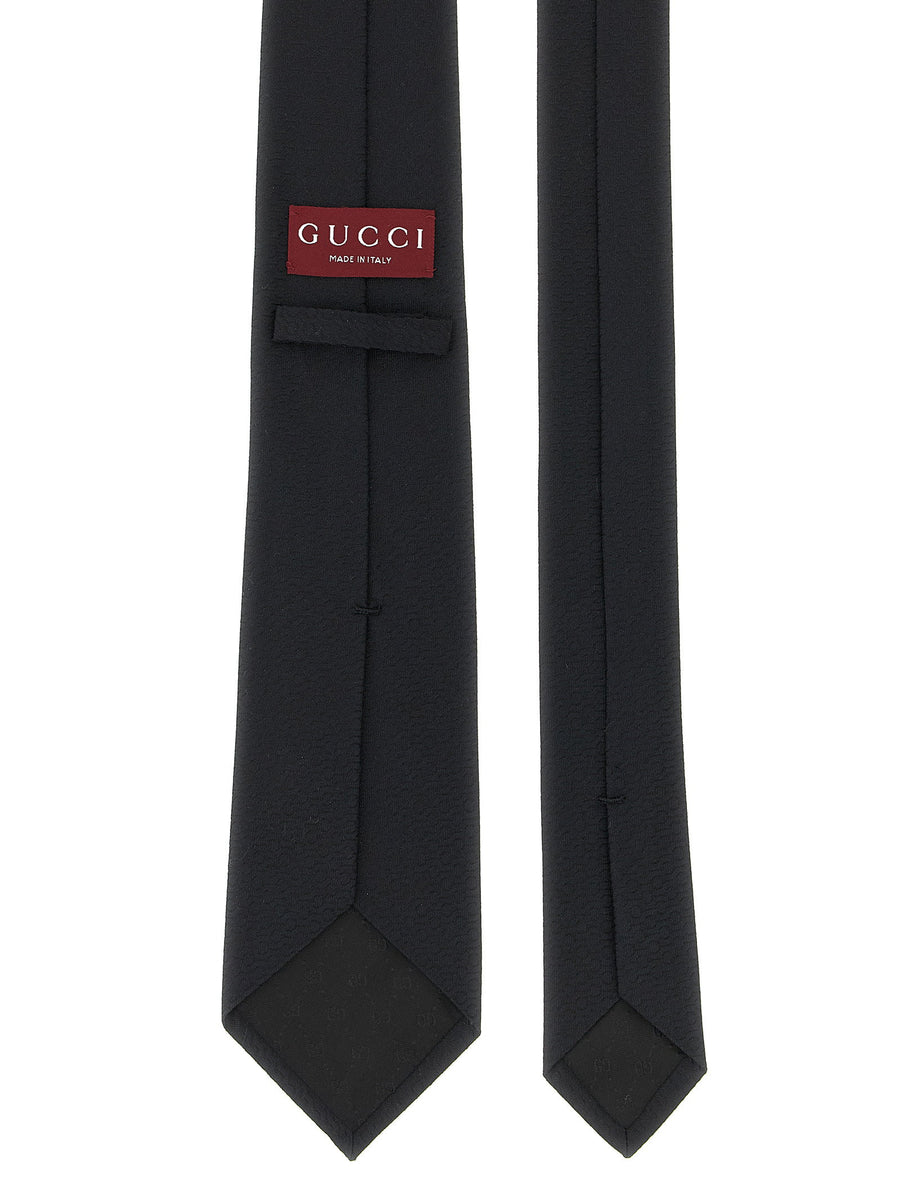 Gucci Morsetto Silk Tie Made in Italy Black Jacquard Motif