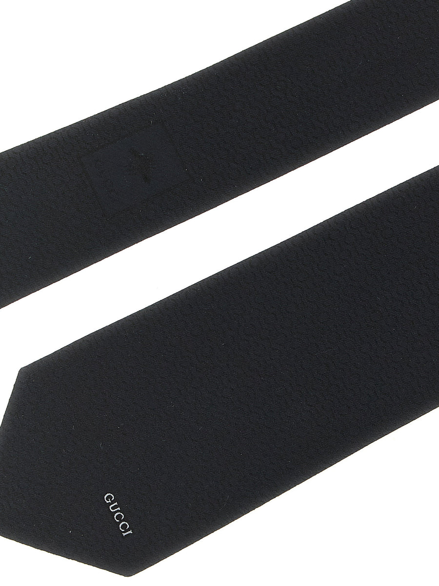 Gucci Morsetto Silk Tie Made in Italy Black Jacquard Motif