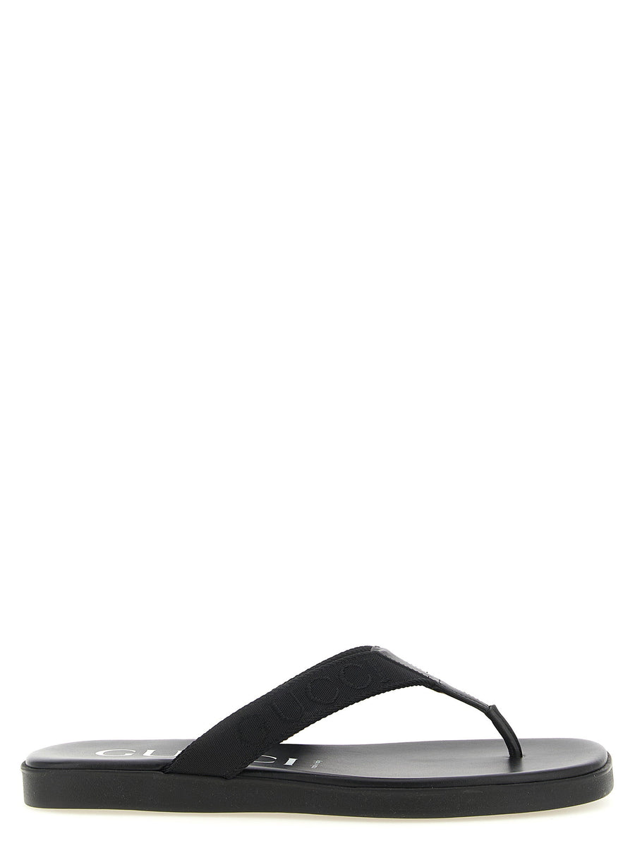 Gucci Jacquard Thong Sandals For Men Black Polyamide Luxury Summer 2026