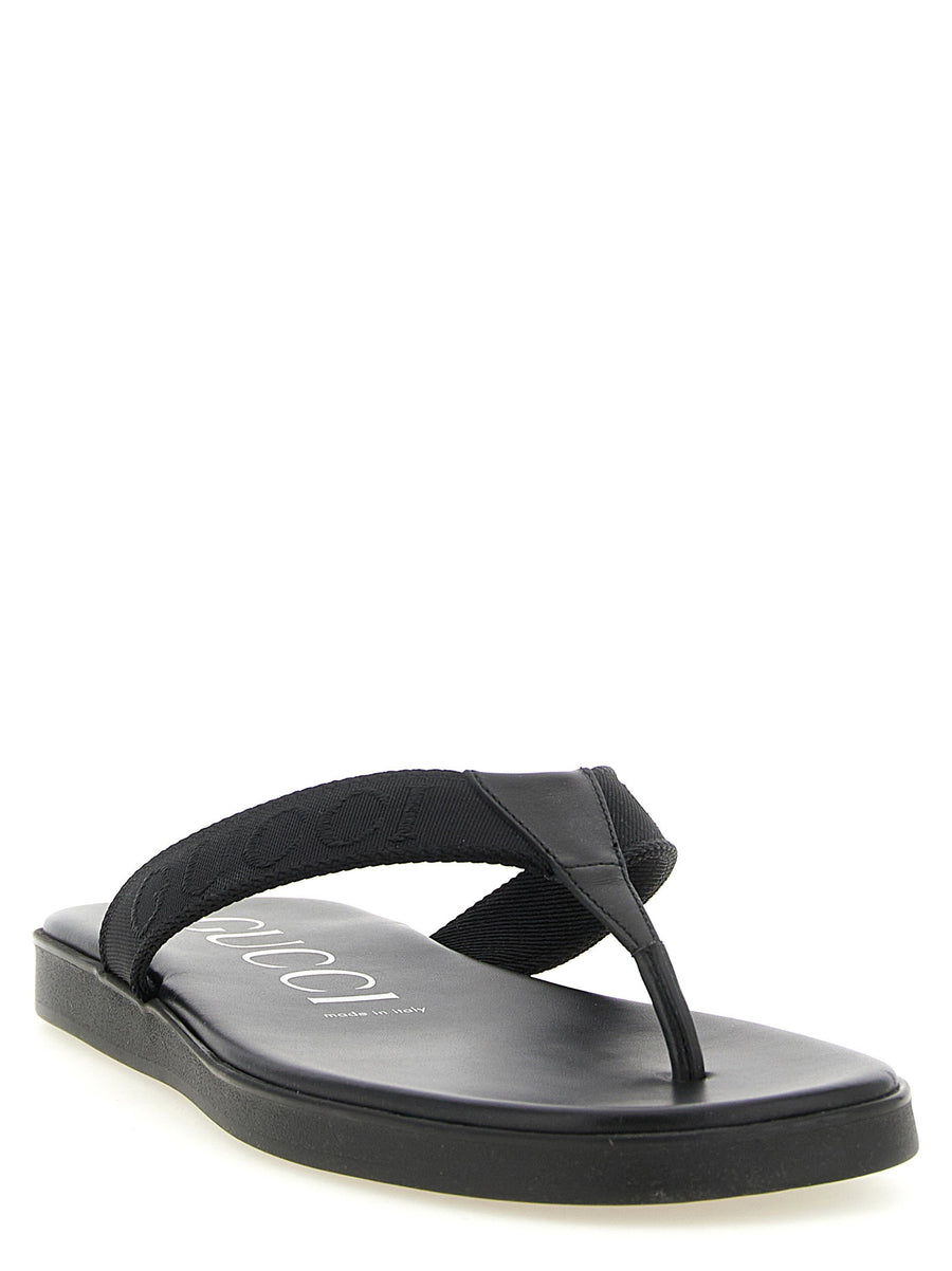 Gucci Jacquard Thong Sandals For Men Black Polyamide Luxury Summer 2026