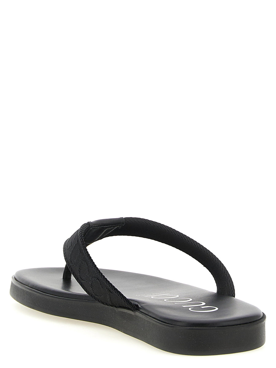 Gucci Jacquard Thong Sandals For Men Black Polyamide Luxury Summer 2026