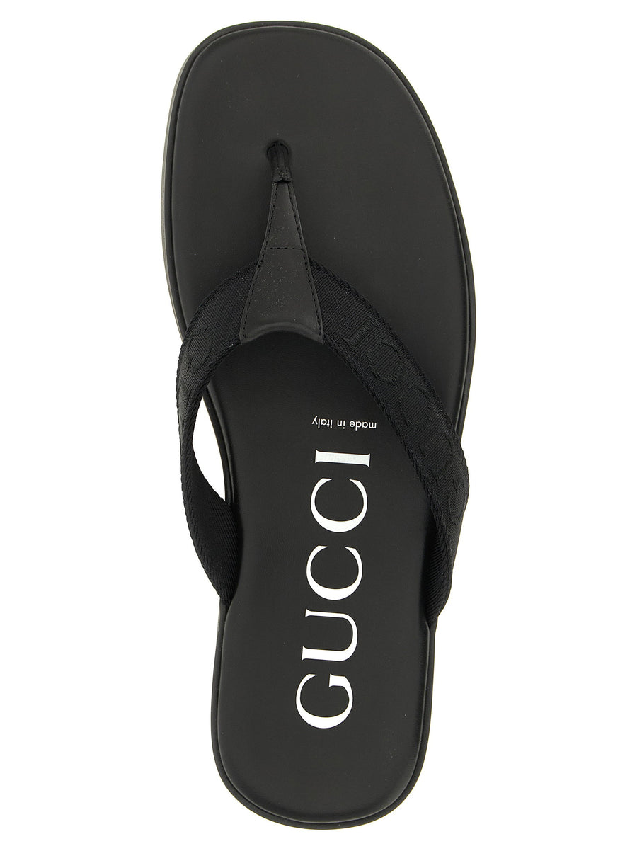 Gucci Jacquard Thong Sandals For Men Black Polyamide Luxury Summer 2026