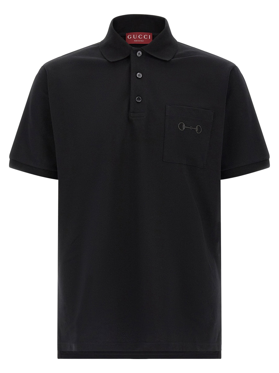 Gucci Morsetto Embroidery Polo Shirt Black 100 Percent Cotton