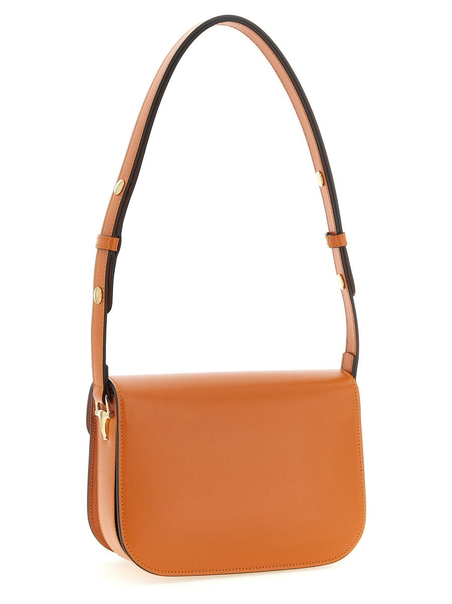 Gucci Horsebit 1955 Small Leather Shoulder Bag For Women Orange Calfskin Interlocking Flap With Morsetto Hardware