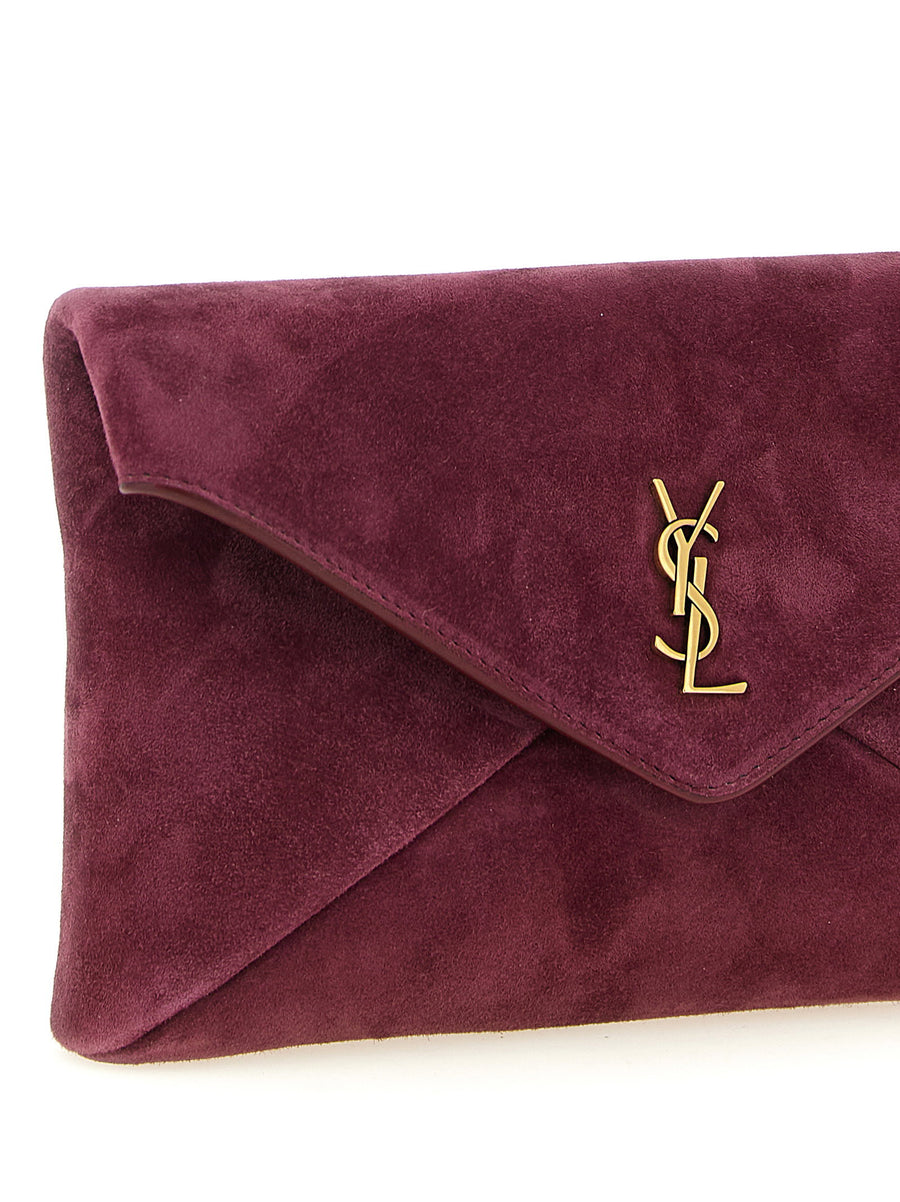 Saint Laurent Bordeaux Envelope Mini Crossbody Bag Calfskin Leather