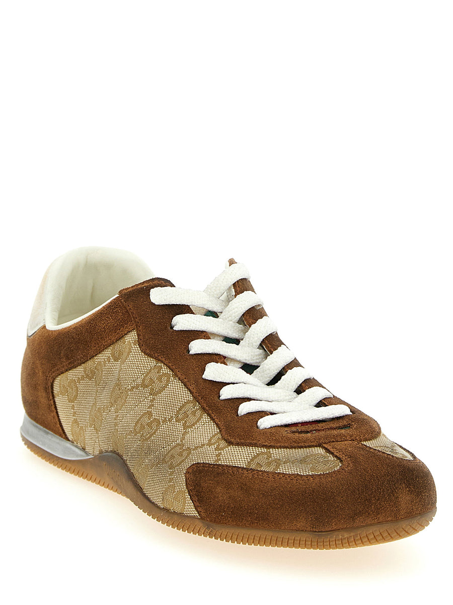 Gucci Shift Sneakers Brown Delave Suede GG Fabric Ultralight