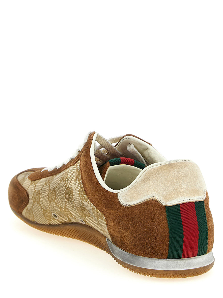 Gucci Shift Sneakers Brown Delave Suede GG Fabric Ultralight