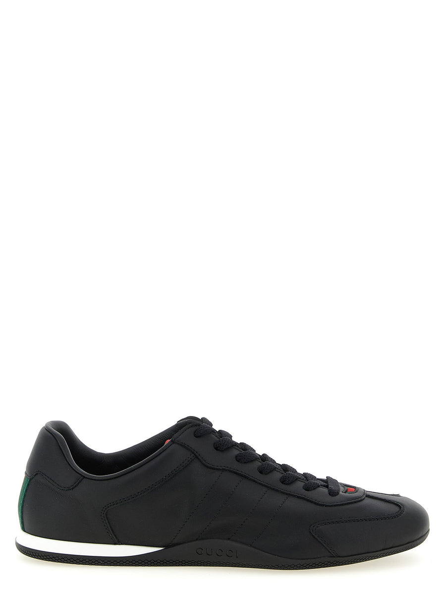Gucci Shift Calfskin Leather Sneakers Black Ultralight Lace Up