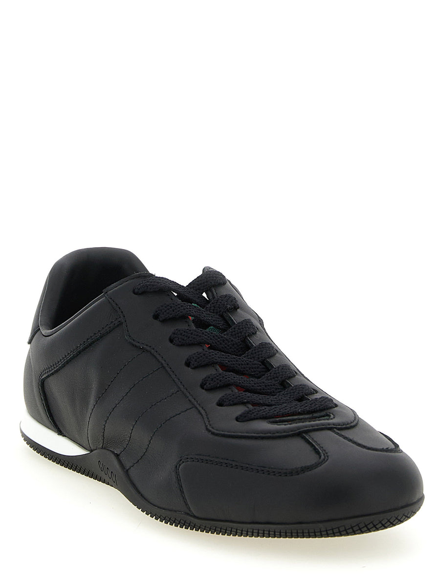 Gucci Shift Calfskin Leather Sneakers Black Ultralight Lace Up