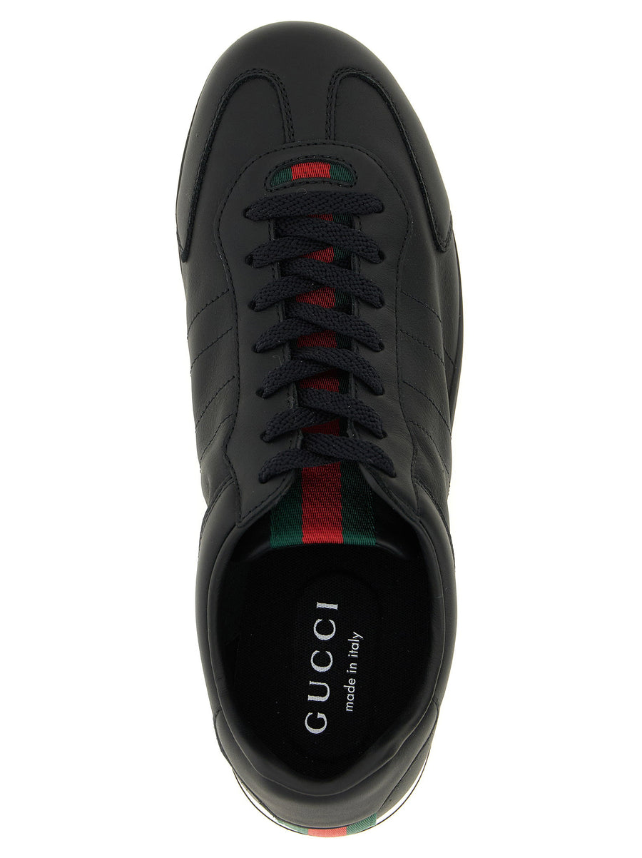 Gucci Shift Calfskin Leather Sneakers Black Ultralight Lace Up