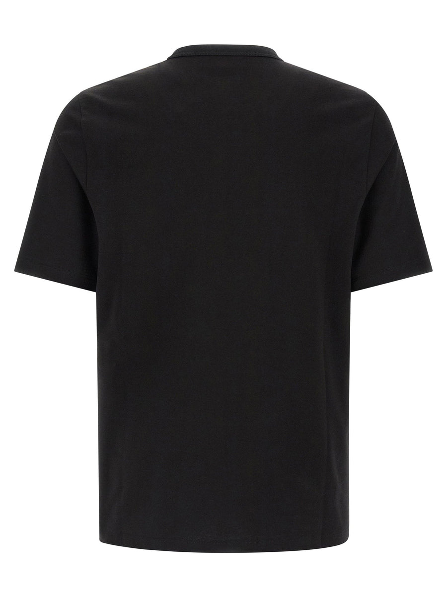 Saint Laurent Men Black Cotton T Shirt With Tone On Tone Embroidery Dropped Shoulder Crewneck Minimalist Luxury