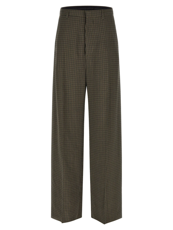 Balenciaga Brown Plaid Lyocell Large Tailored Pants For Women Wide Leg Workwear Everyday