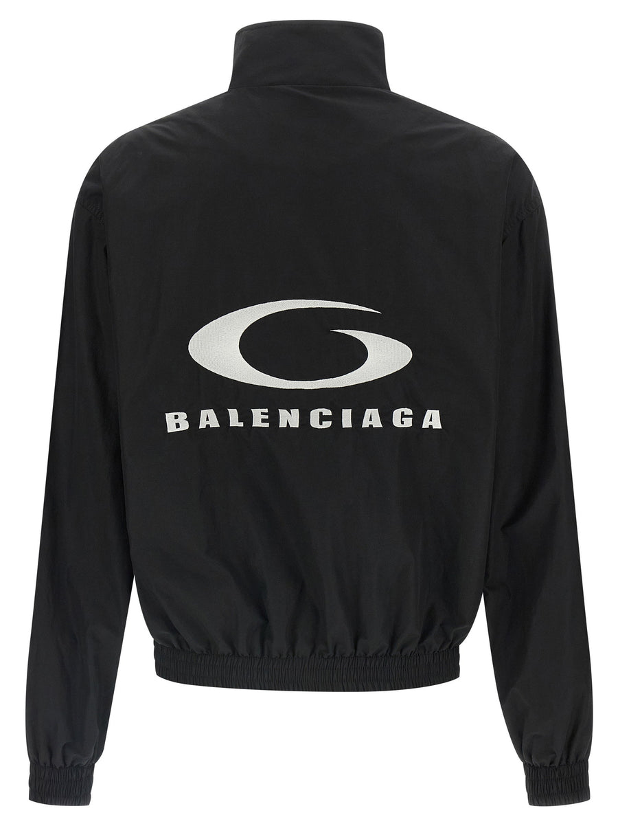 Balenciaga Black Tracksuit Bomber Jacket For Women Front Back Logo Embroidery