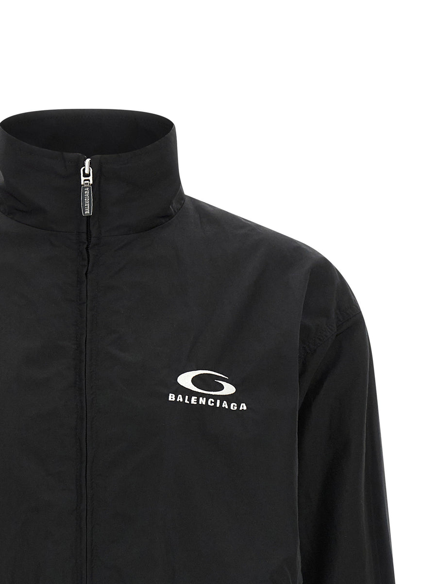 Balenciaga Black Tracksuit Bomber Jacket For Women Front Back Logo Embroidery