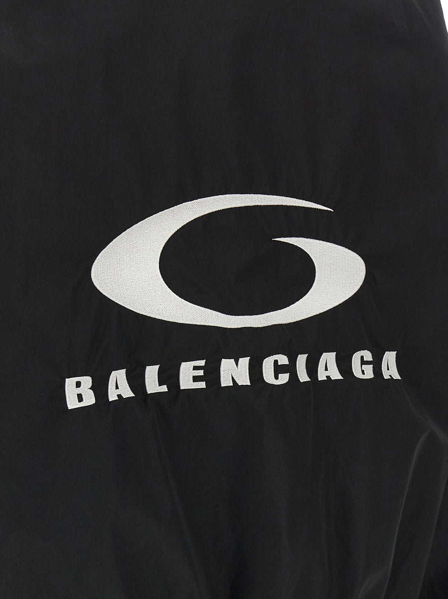 Balenciaga Black Tracksuit Bomber Jacket For Women Front Back Logo Embroidery