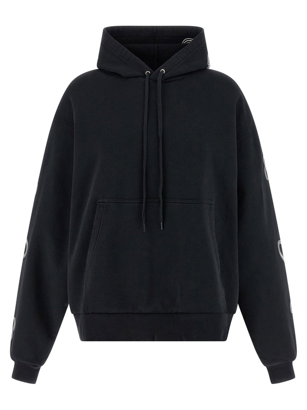 Balenciaga Cursive Hoodie Womens Premium Dry-Washed Fleece Embroidered Logo Kangaroo Pocket