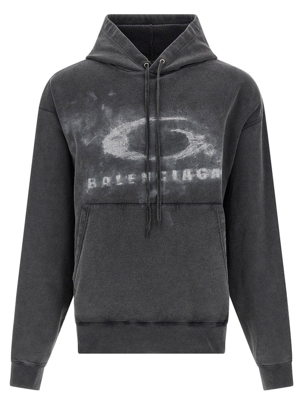 Balenciaga Washed Crayon Loop Hoodie For Men Premium Luxury Cotton Topwear Dry Washed Fleece Front Print