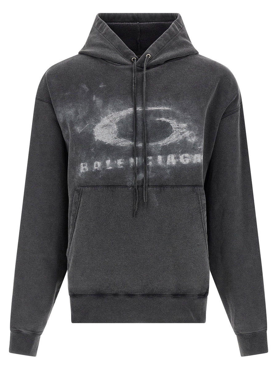 Balenciaga Washed Crayon Loop Hoodie For Men Premium Luxury Cotton Topwear Dry Washed Fleece Front Print