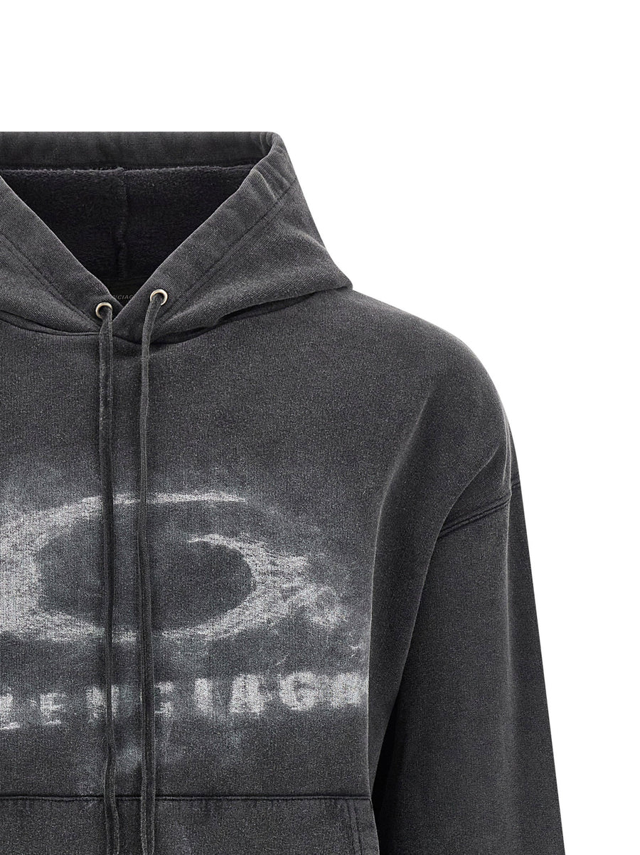 Balenciaga Washed Crayon Loop Hoodie For Men Premium Luxury Cotton Topwear Dry Washed Fleece Front Print