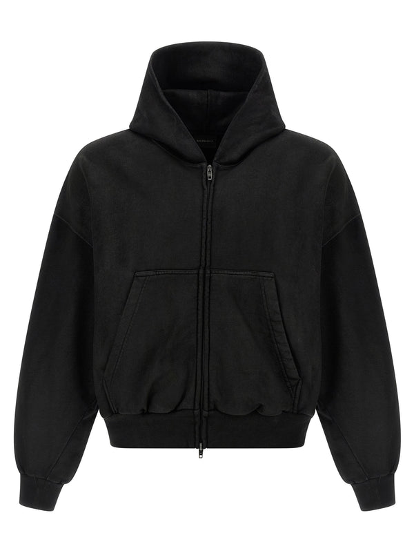 Balenciaga Cropped Hoodie For Men Premium Luxury 100 Percent Cotton Gauze Delave Topwear
