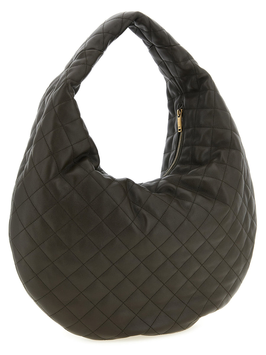 Saint Laurent Icare Hobo Shoulder Bag For Women Brown Lamb Leather With Quilted Check Stitching Maxi Cassandre Logo