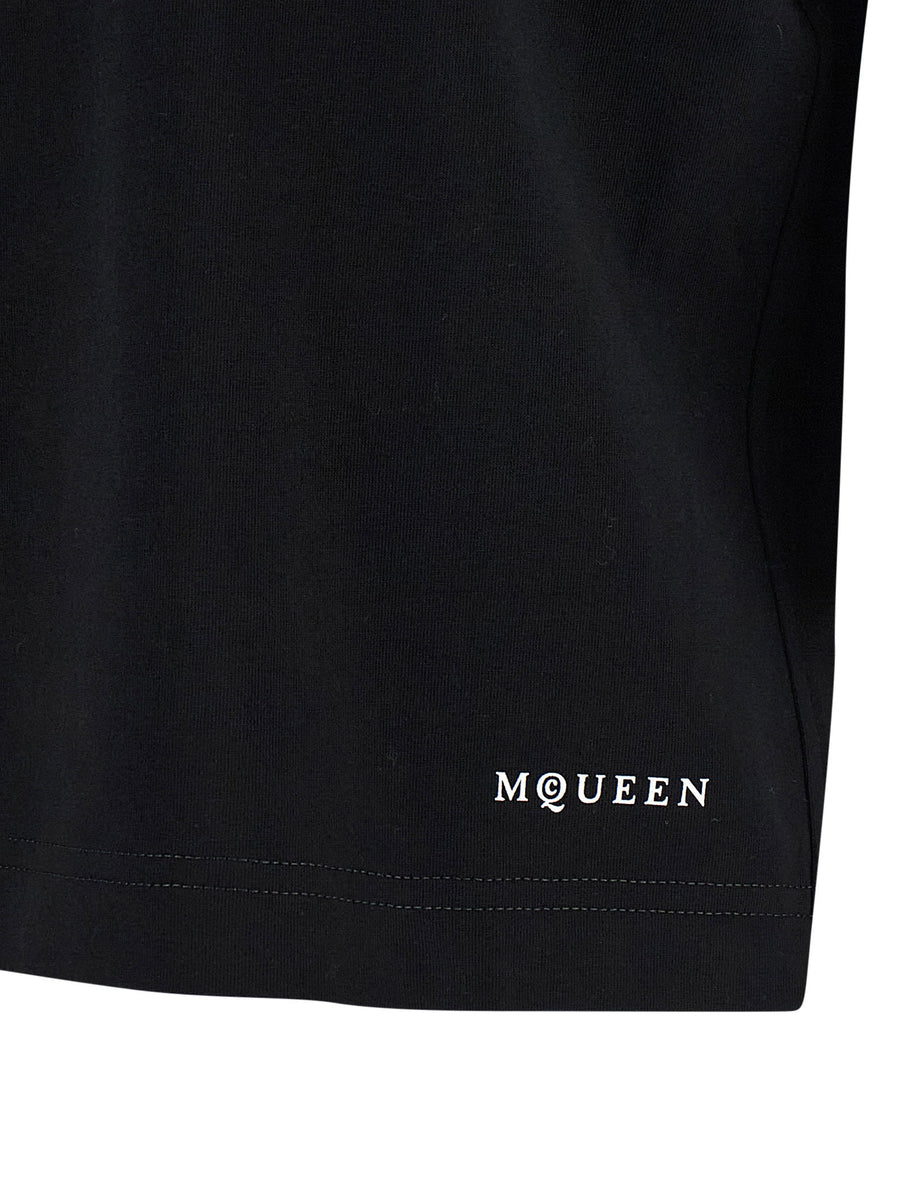 Alexander McQueen Lace Skull Print T Shirt Luxury White Cotton Jersey Front Logo Tee For Women