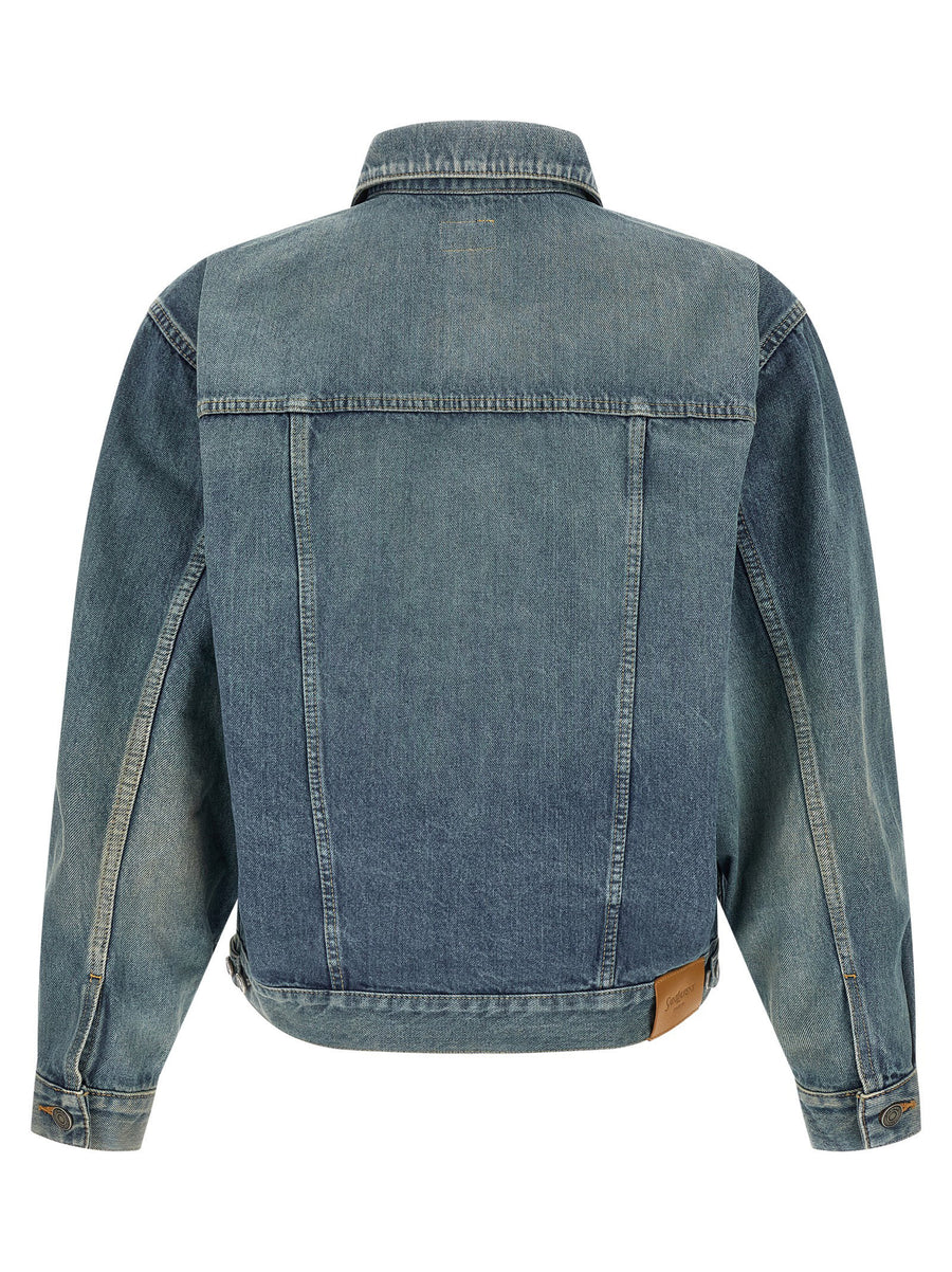 Saint Laurent Trucker Denim Jacket Leather Logo Blue