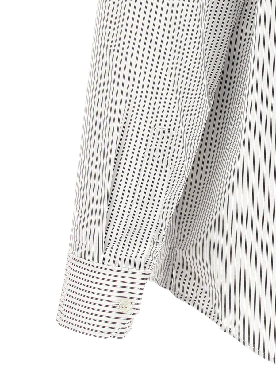 Saint Laurent Cassandre Shirt For Men Luxury Striped Cotton Poplin With Cassandre Embroidered Logo Classic Fit