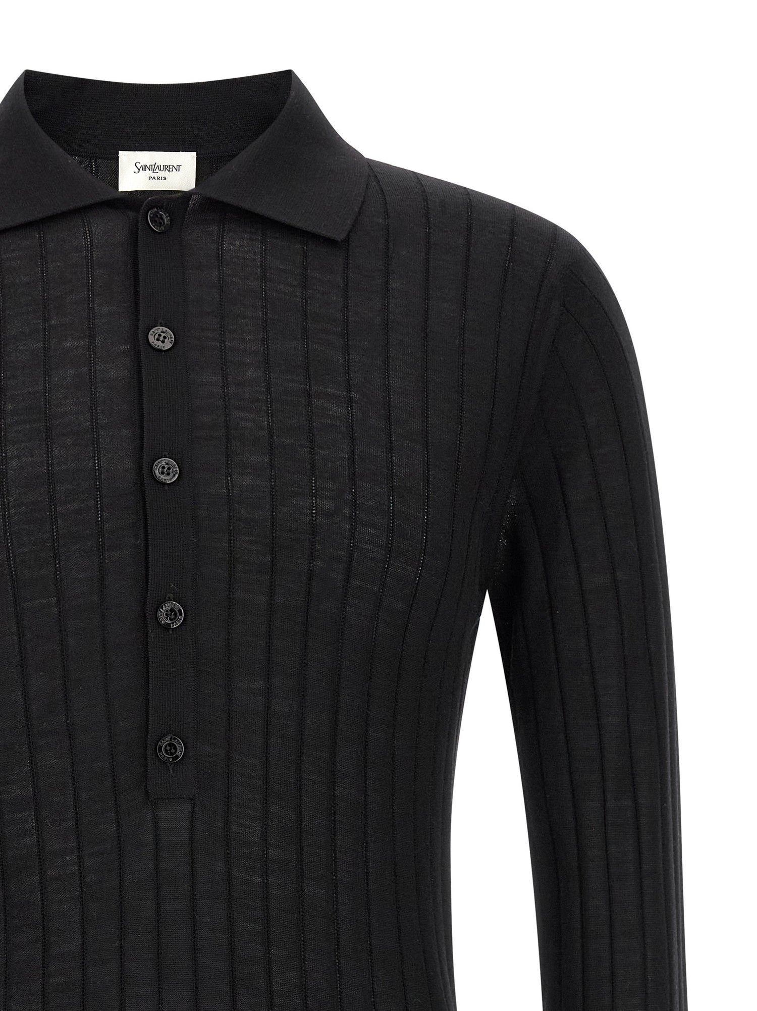 Saint Laurent Pointelle Wool Polo Shirt