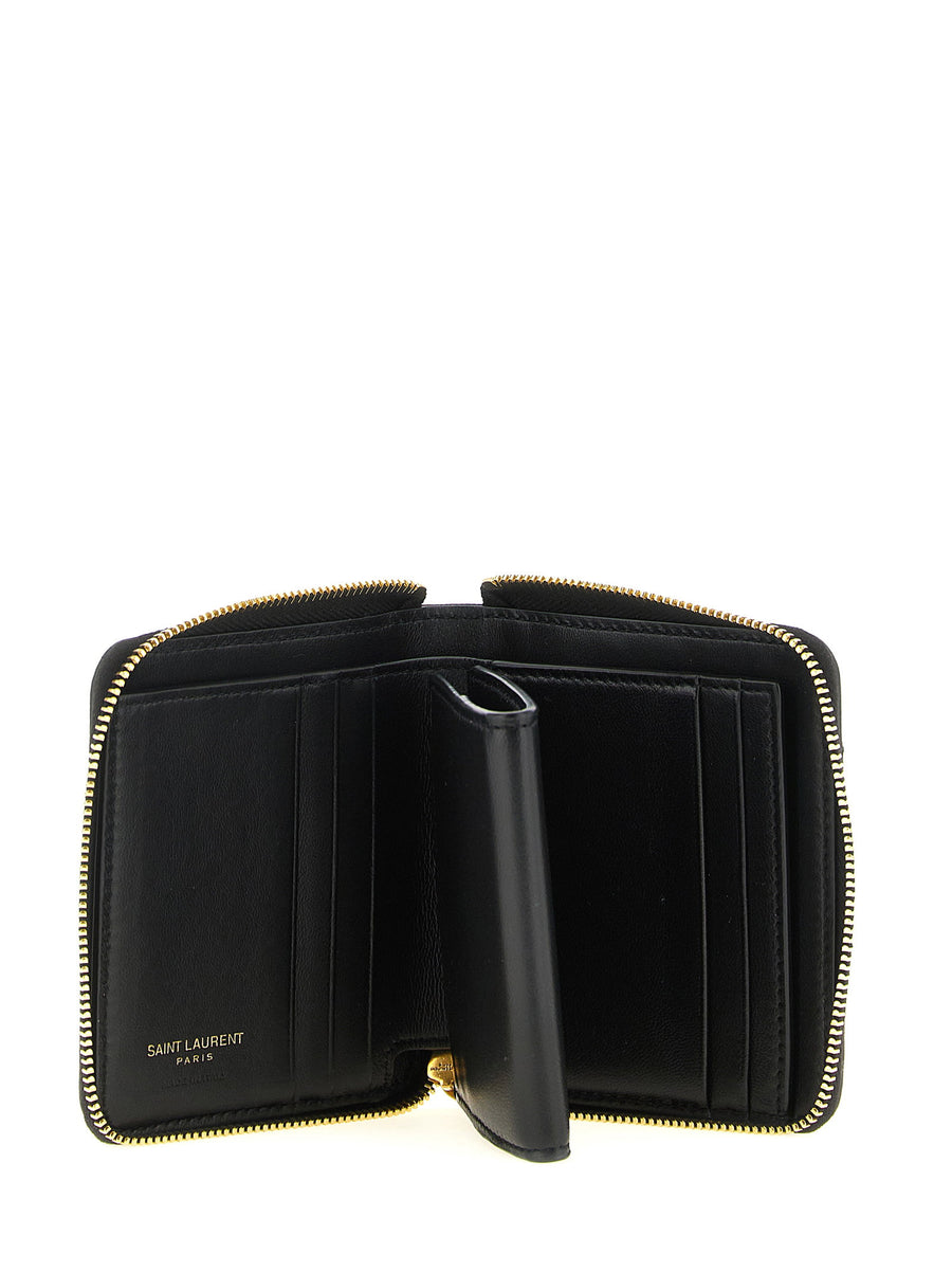 Saint Laurent Pegaso Wallet Luxury Leather Zip Closure With Quilted Check Stitching For Women