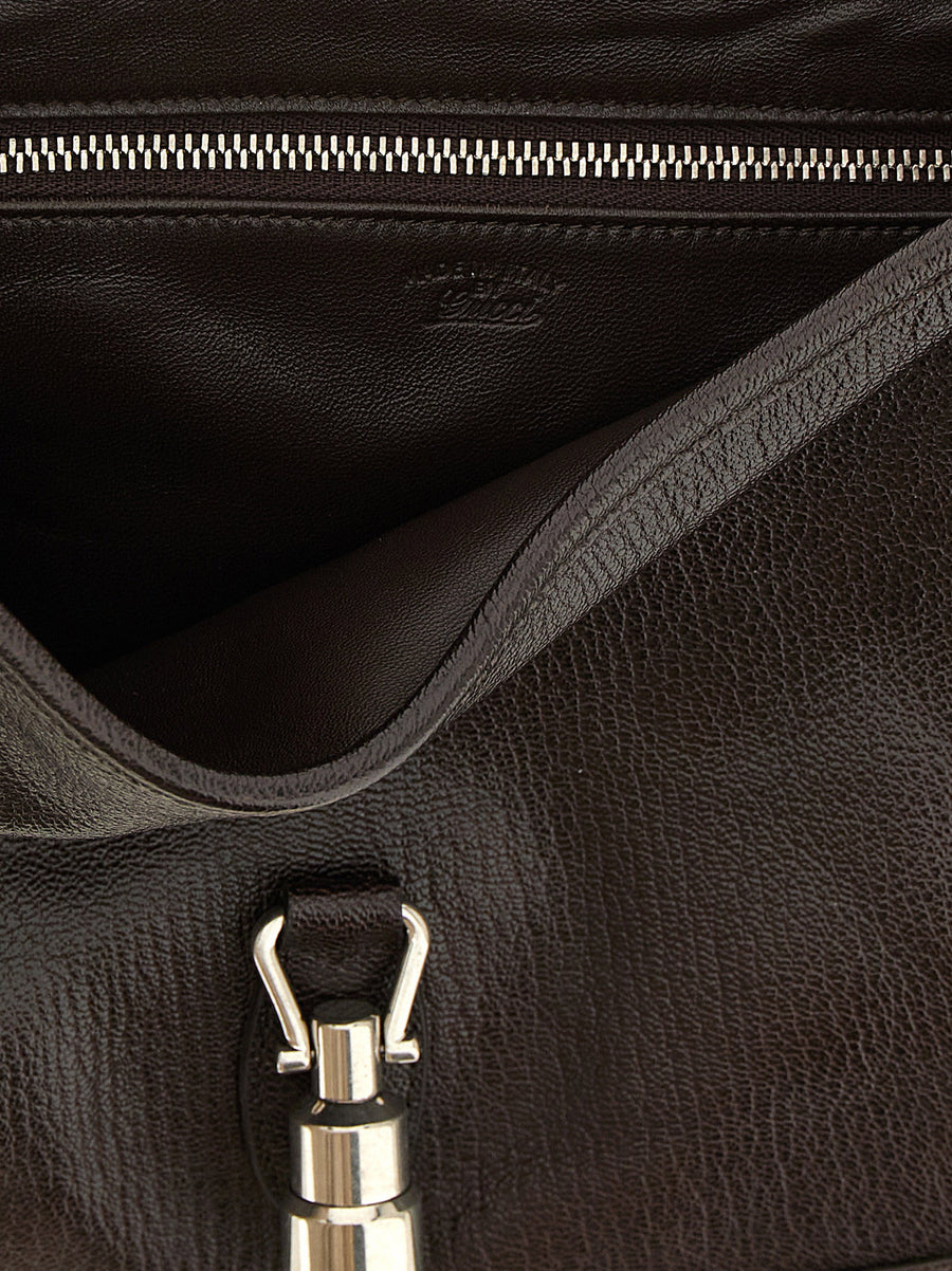 Gucci Jackie 1961 Medium Brown Hammered Goat Leather Shoulder Bag