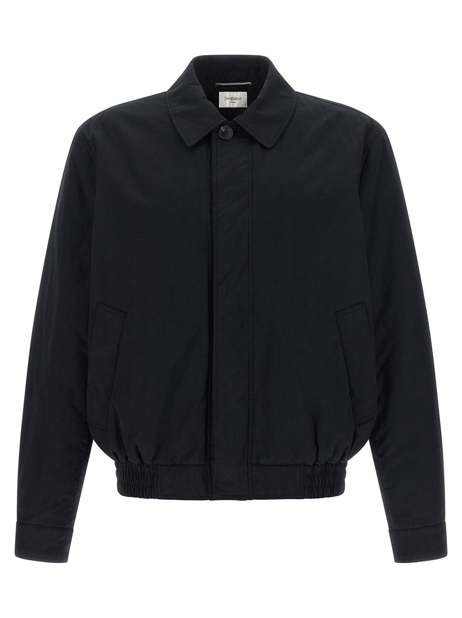 Saint Laurent Cassandre Jacket For Men Cotton Silk With Concealed Button Closure All Season Smart Casual