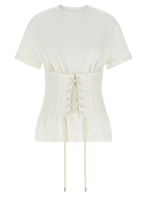 Alexander McQueen Corset T Shirt With Tie Up Laces Reversible Front Or Back Wear For Women