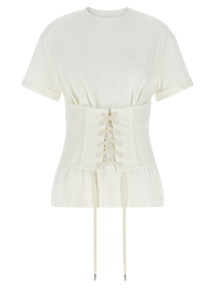 Alexander McQueen Corset T Shirt With Tie Up Laces Reversible Front Or Back Wear For Women