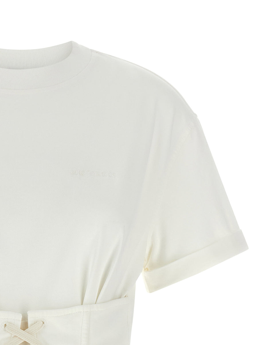 Alexander McQueen Corset T Shirt With Tie Up Laces Reversible Front Or Back Wear For Women