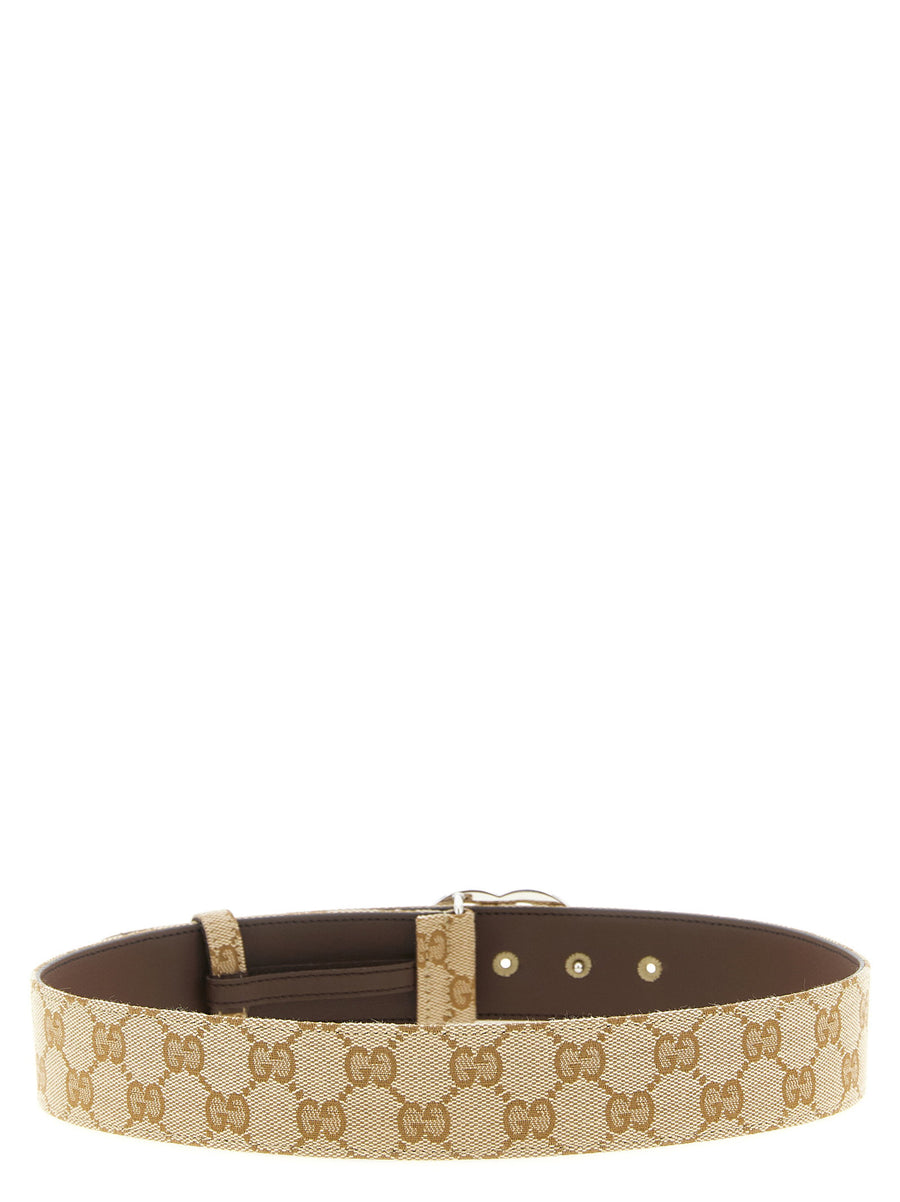 Gucci Marmont Belt Beige Cotton Canvas With Double G Buckle