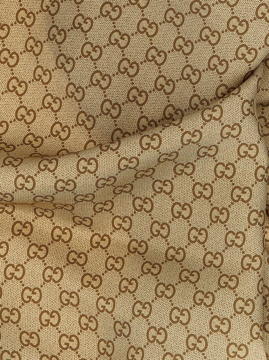 Gucci GG Carré Silk Twill Scarf Beige One Size La Famiglia Collection