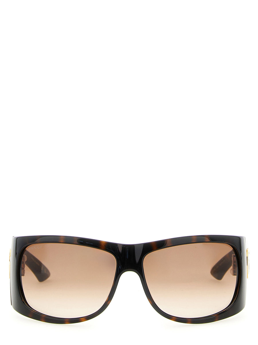 Gucci Doppia G Square Sunglasses Tortoiseshell Brown One Size Logo